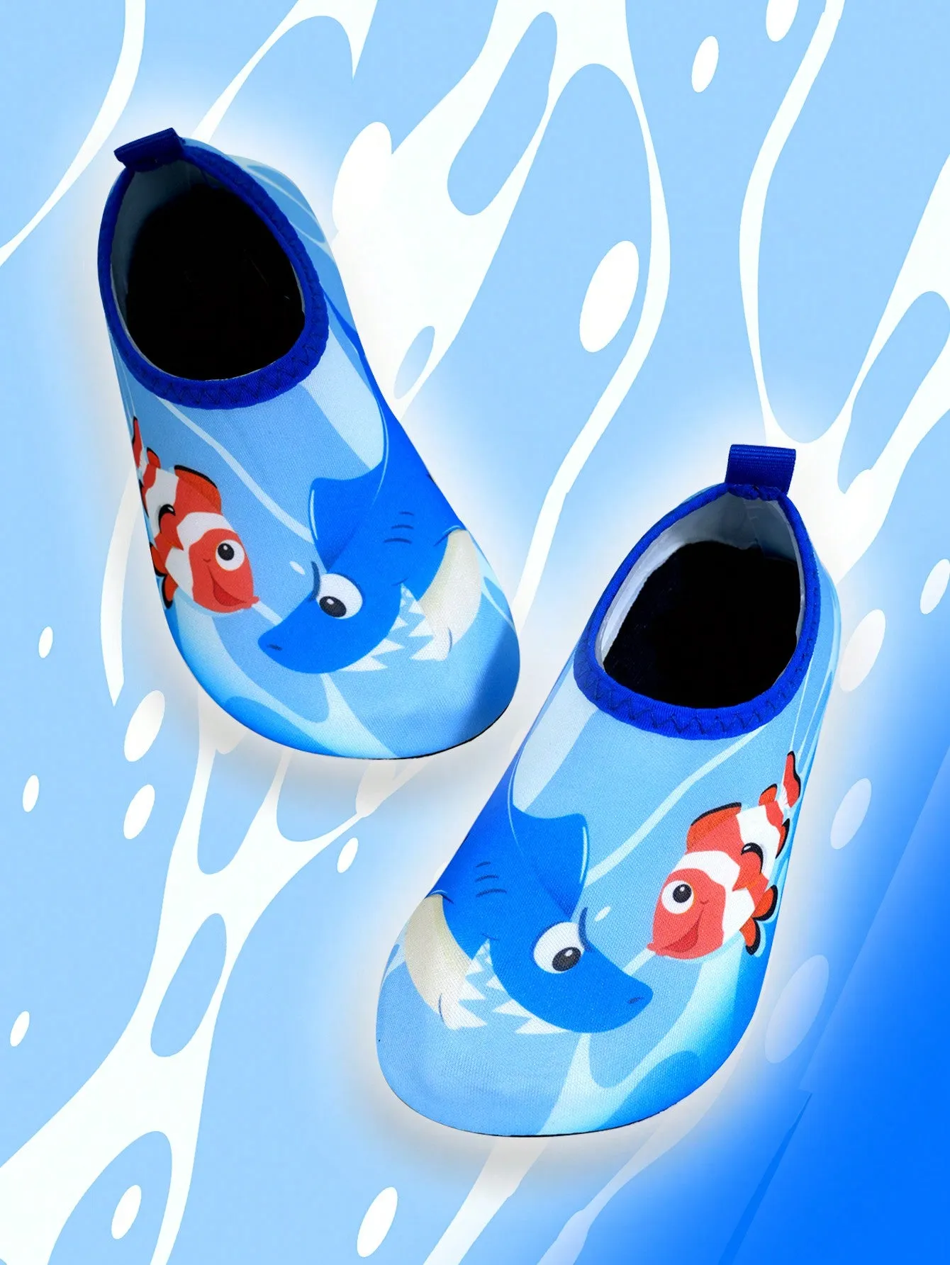 1pair Boys' Blue Rubber Anti-Slip Water Shoes FD