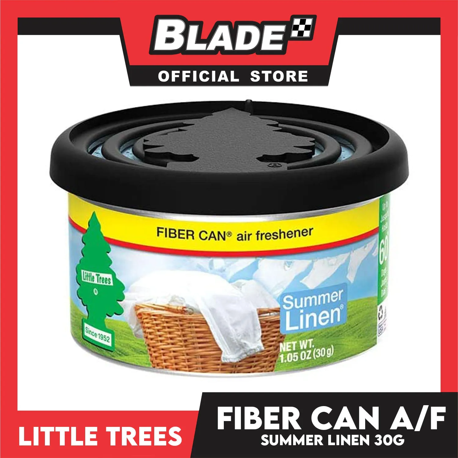 2pcs Little Trees Fiber Can Air Freshener 30g (Summer Linen) A Long-Lasting Scent for your Car and Home