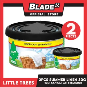2pcs Little Trees Fiber Can Air Freshener 30g (Summer Linen) A Long-Lasting Scent for your Car and Home