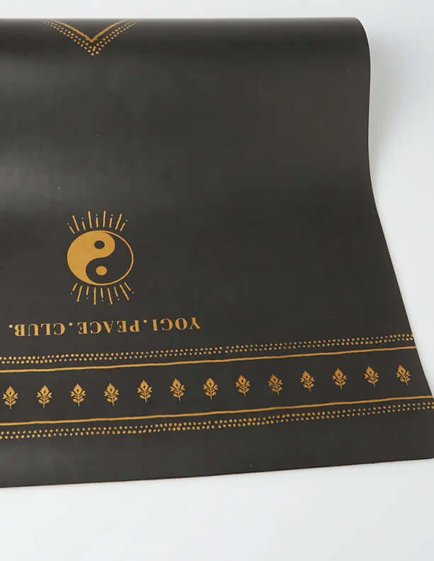 5 mm Deluxe Black   GOLD Yoga Mat   Strap