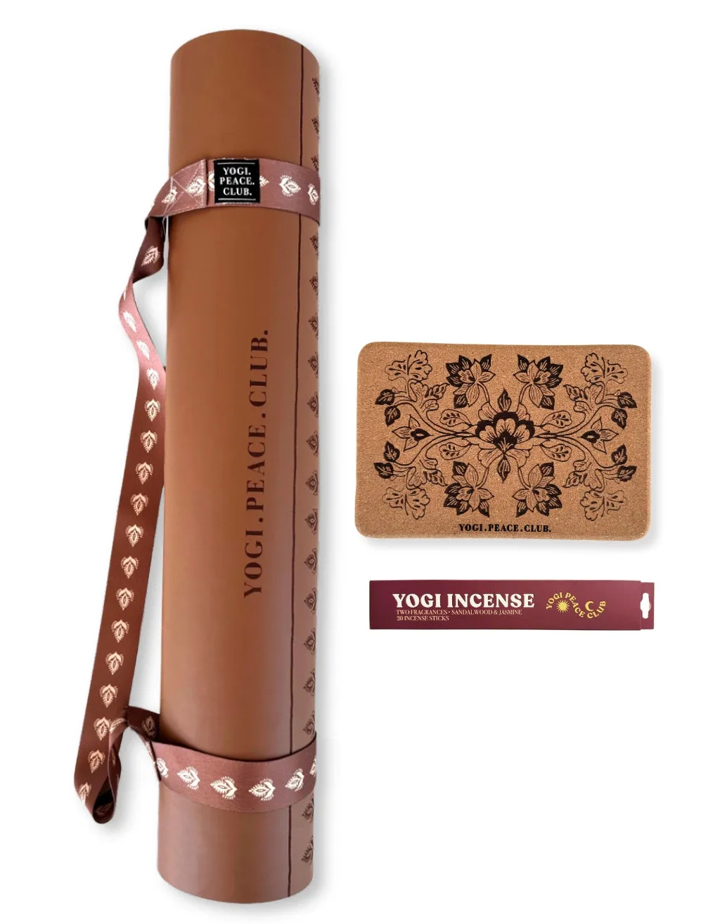 5mm Yoga Pack - Lotus Chai Deluxe Yoga Mat   Block   Strap   Incense