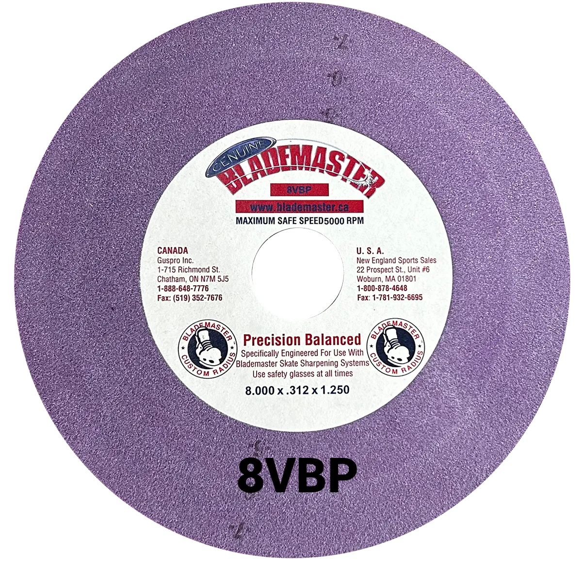 8" SKATE SHARPENING GRINDING WHEEL - PURPLE (8VBP)