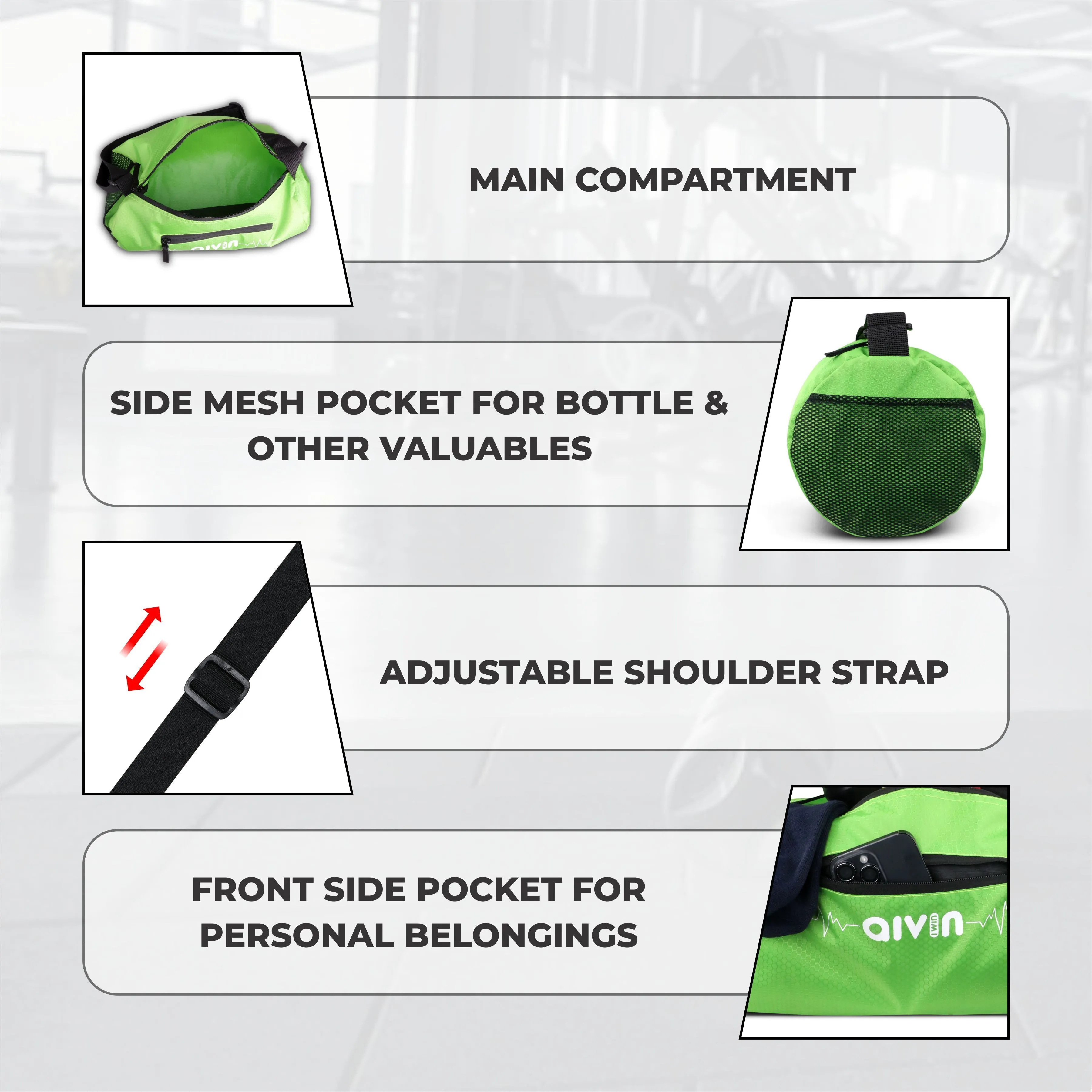 Aivin  Attract Pro Basic Duffel Bags - Green