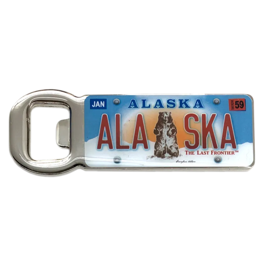 Alaska License Plate Magnetic Bottle Opener