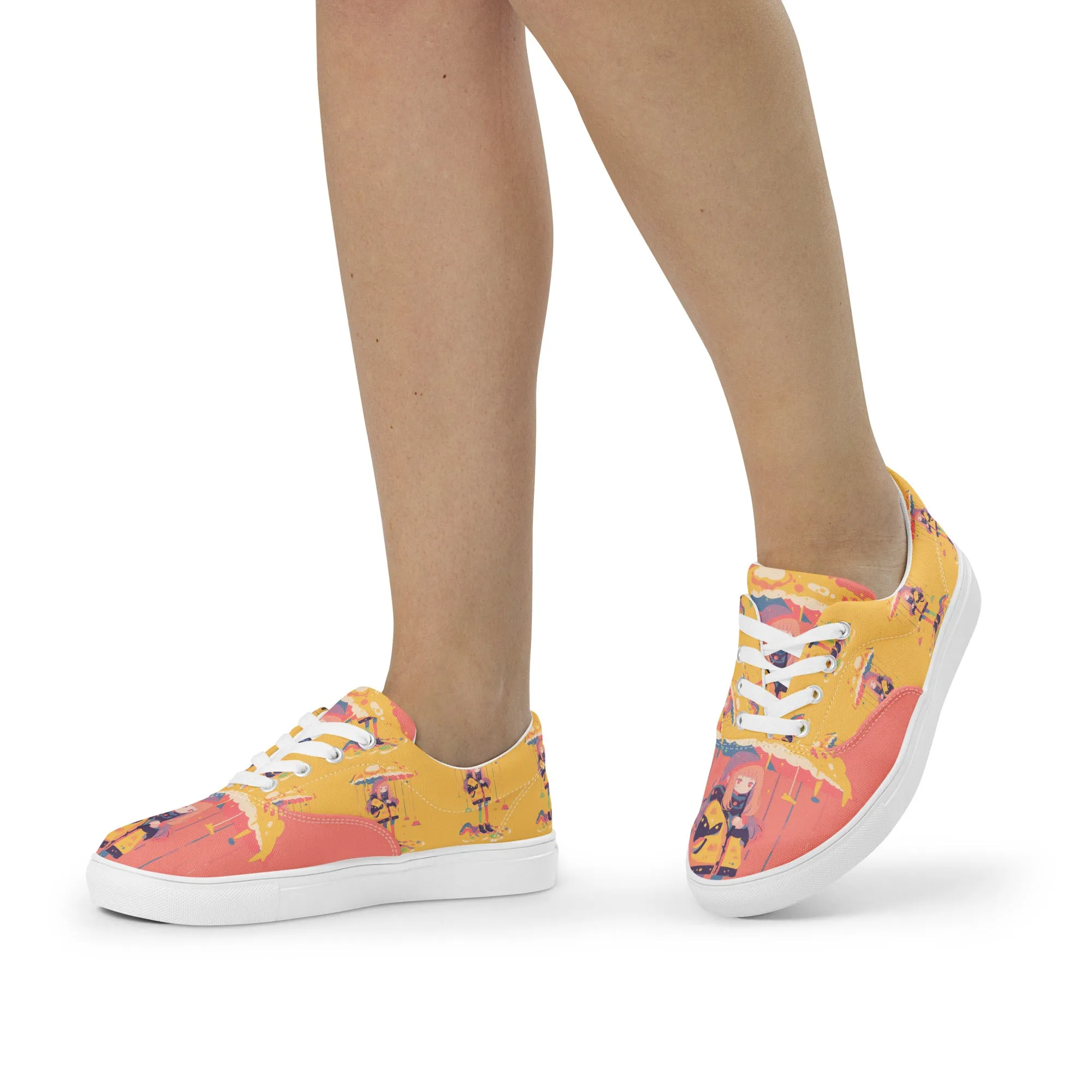 Anime Rain Girl Women’s lace-up canvas shoes