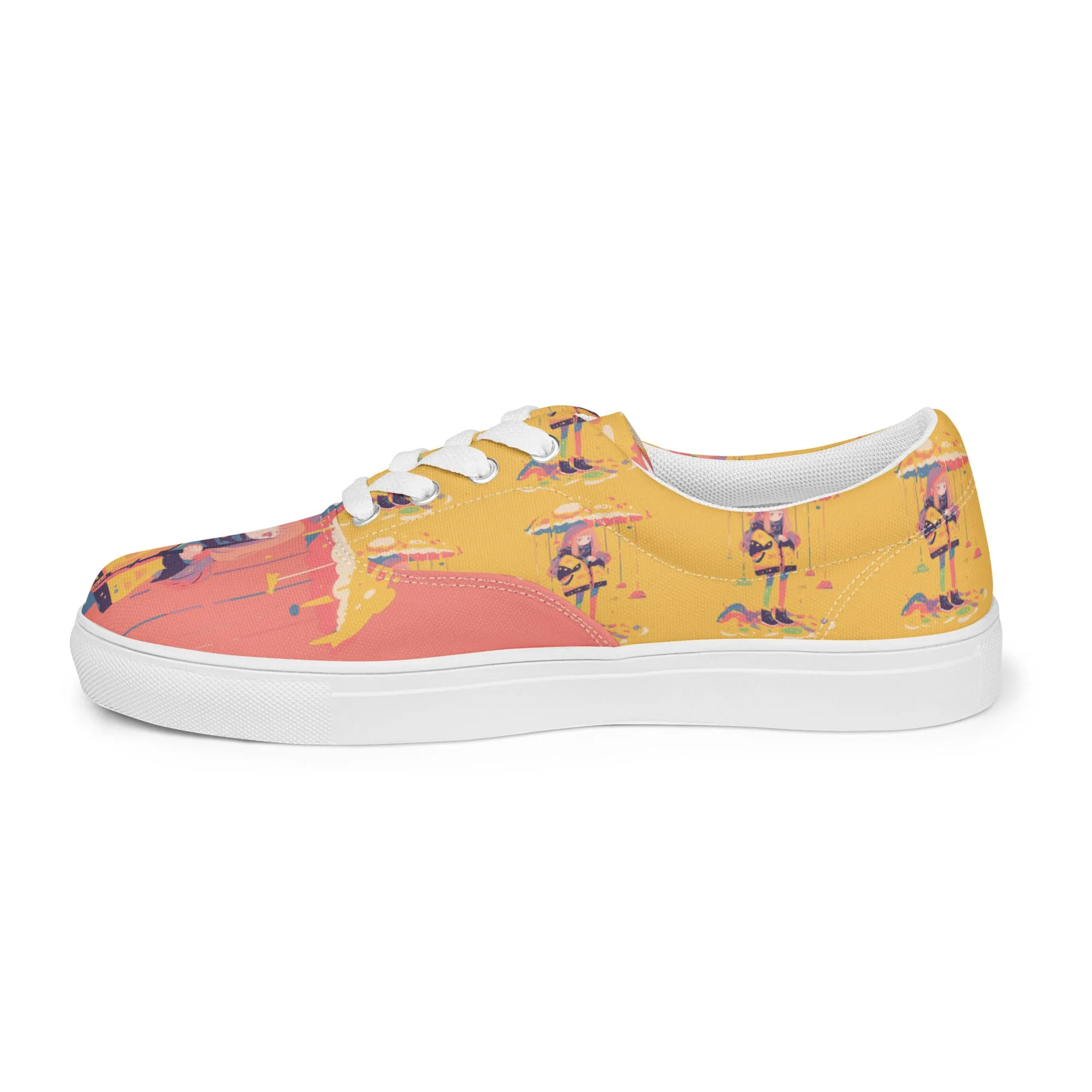 Anime Rain Girl Women’s lace-up canvas shoes