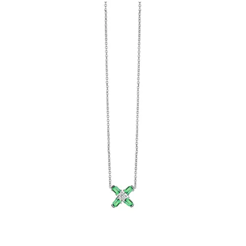 Arch Florale PM Necklace, 18k White Gold with DAVIDOR Arch Cut Green Tourmalines and Brilliant Diamond