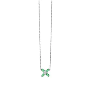 Arch Florale PM Necklace, 18k White Gold with DAVIDOR Arch Cut Green Tourmalines and Brilliant Diamond