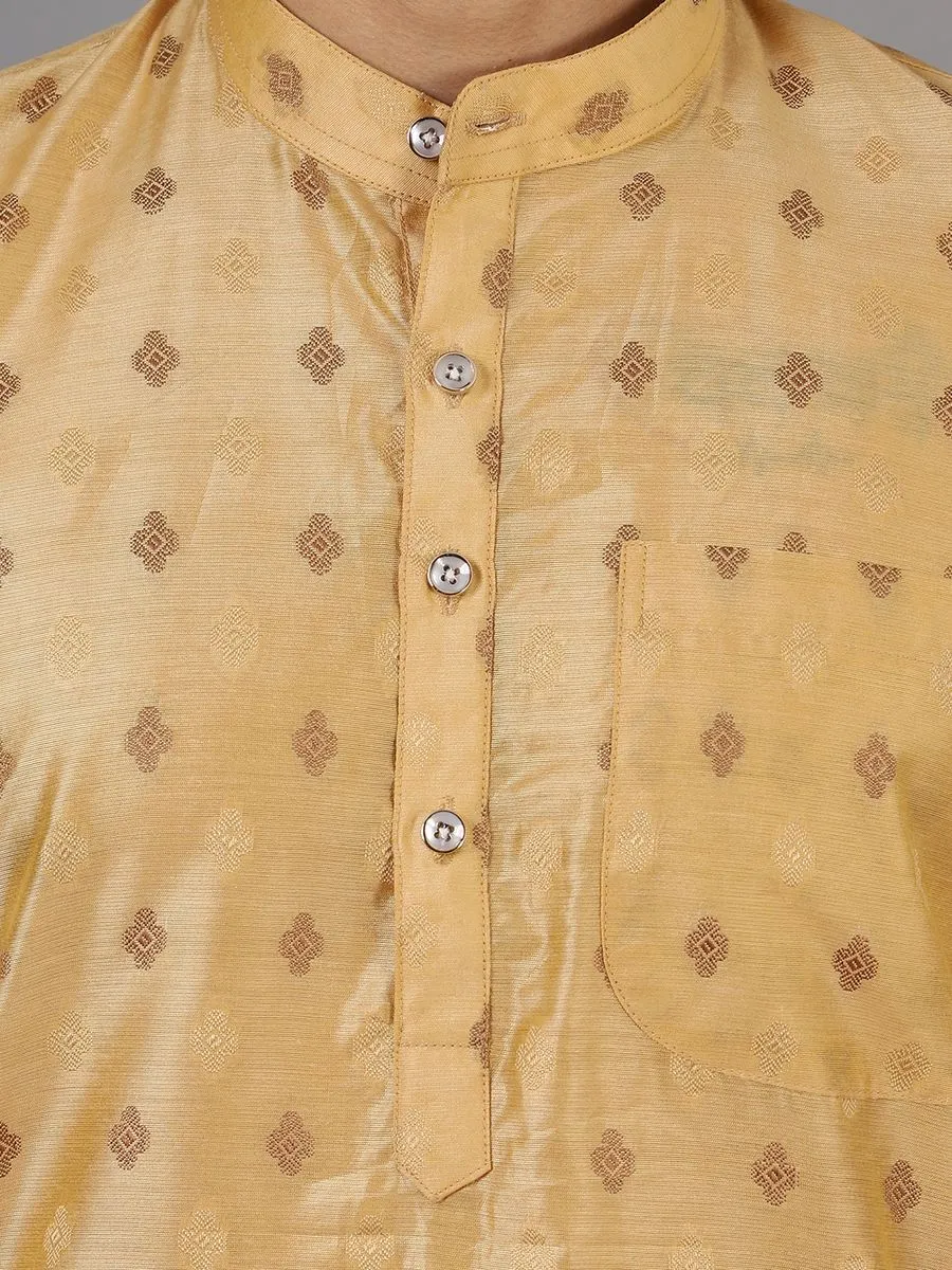 Banarasi Art Silk Cotton Golden Kurta Pajama