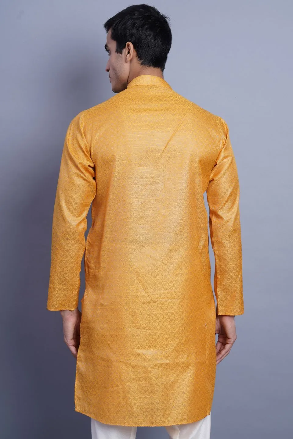 Banarasi Art Silk Cotton Orange Kurta Pajama