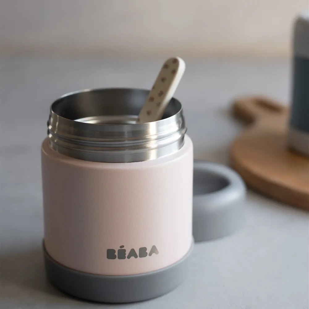 Beaba Stainless Steel Isothermal Portion 300ml - Dark Mist / Light Pink
