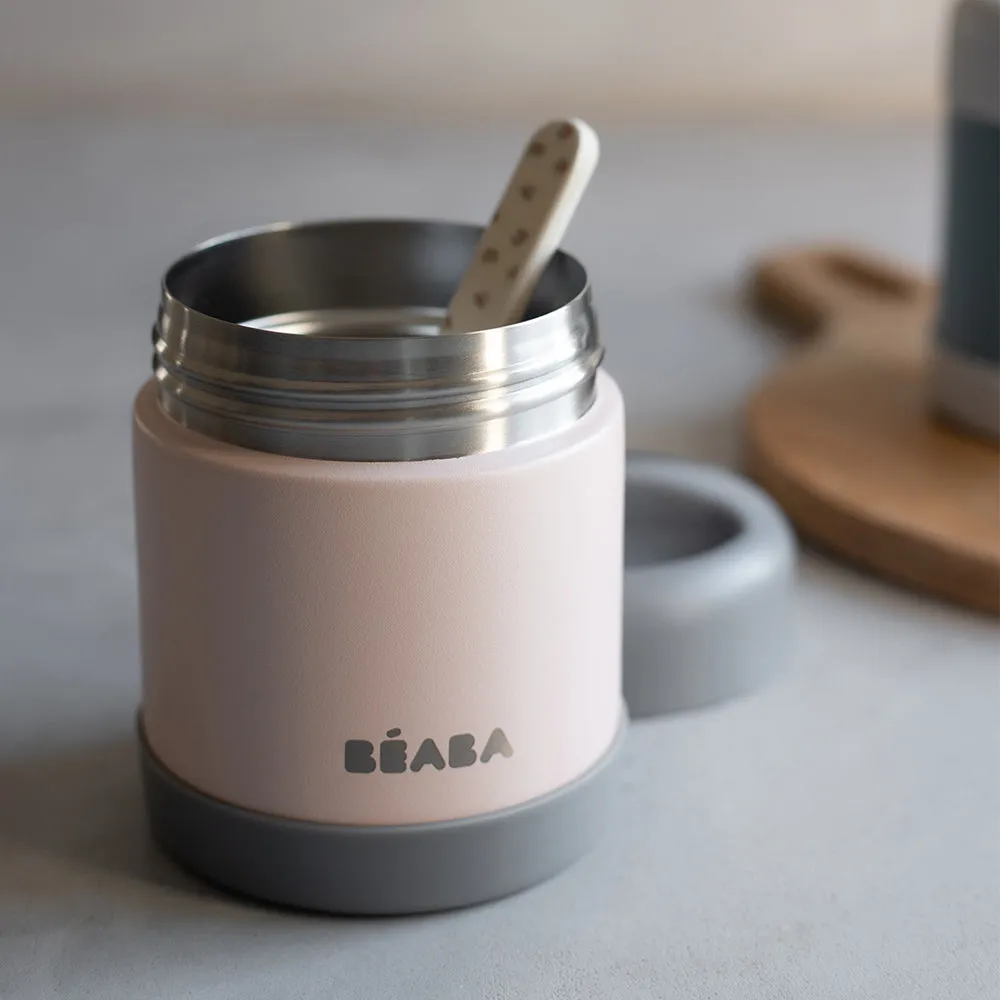 Beaba Stainless Steel Isothermal Portion 300ml - Dark Mist / Light Pink