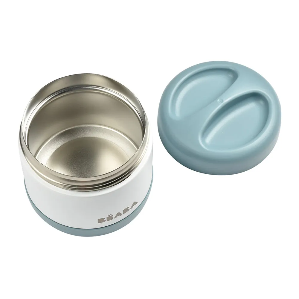 Beaba Stainless Steel Isothermal Portion 500ml - Baltic Blue / White