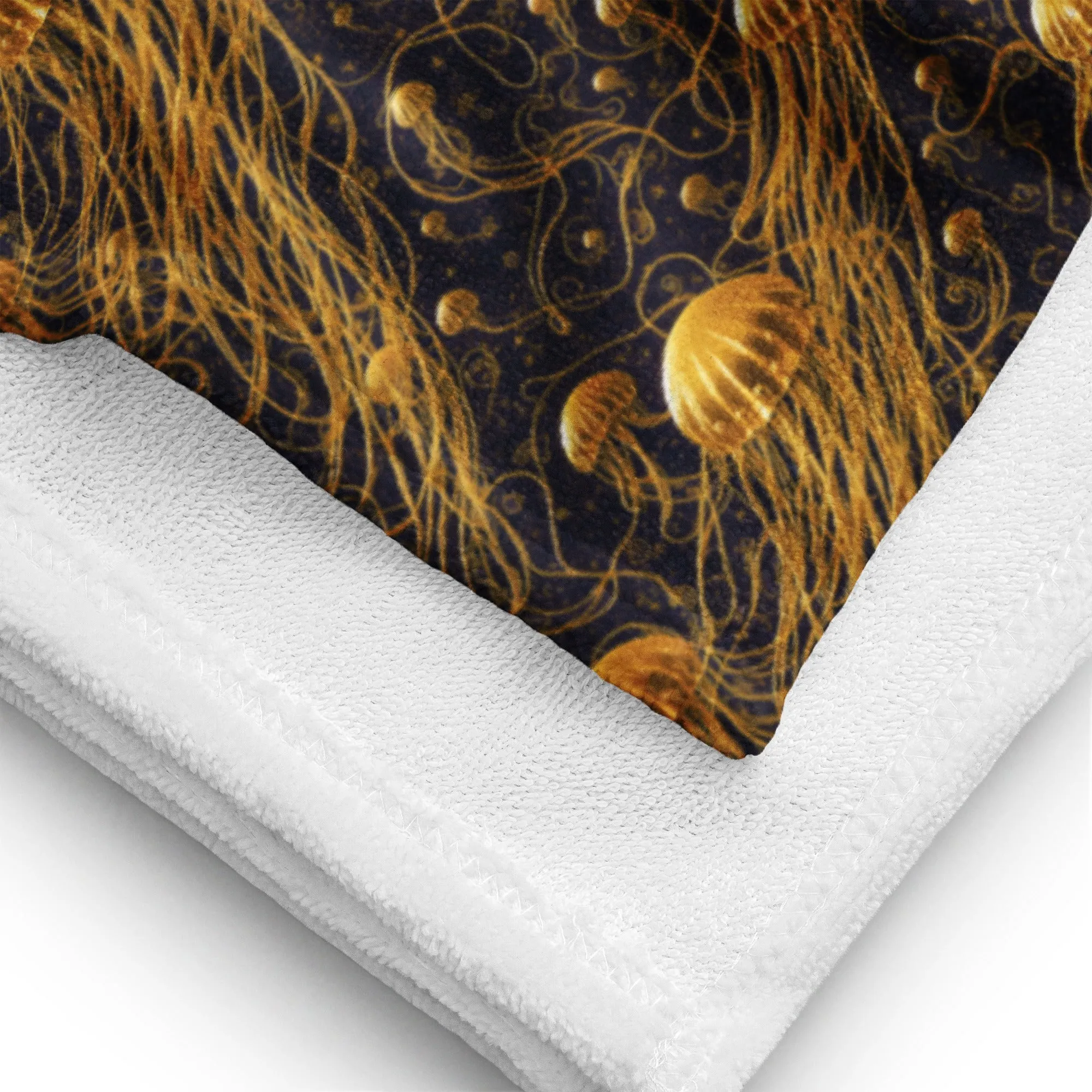 Beach Towel - Black and Gold Jellyfishes