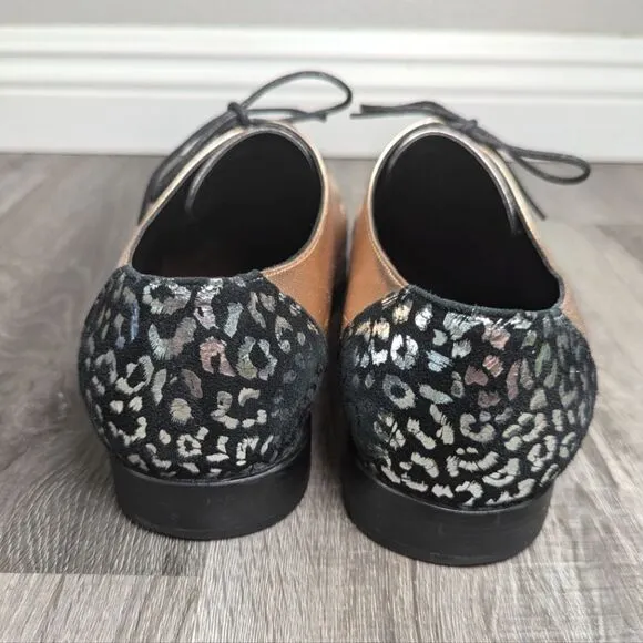 Bespoke Rose gold silver &amp; black suede animal print oxford dress shoes mens 11.5