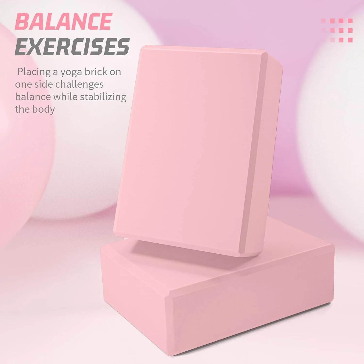Biguphate Yoga Blocks 2 Pack, EVA Foam Yoga Block Supportive Latex-Free, Non-Slip Exercise Blocks, Yoga Accessories for Pilates, Meditation, Balance, Stretching and Deep Poses