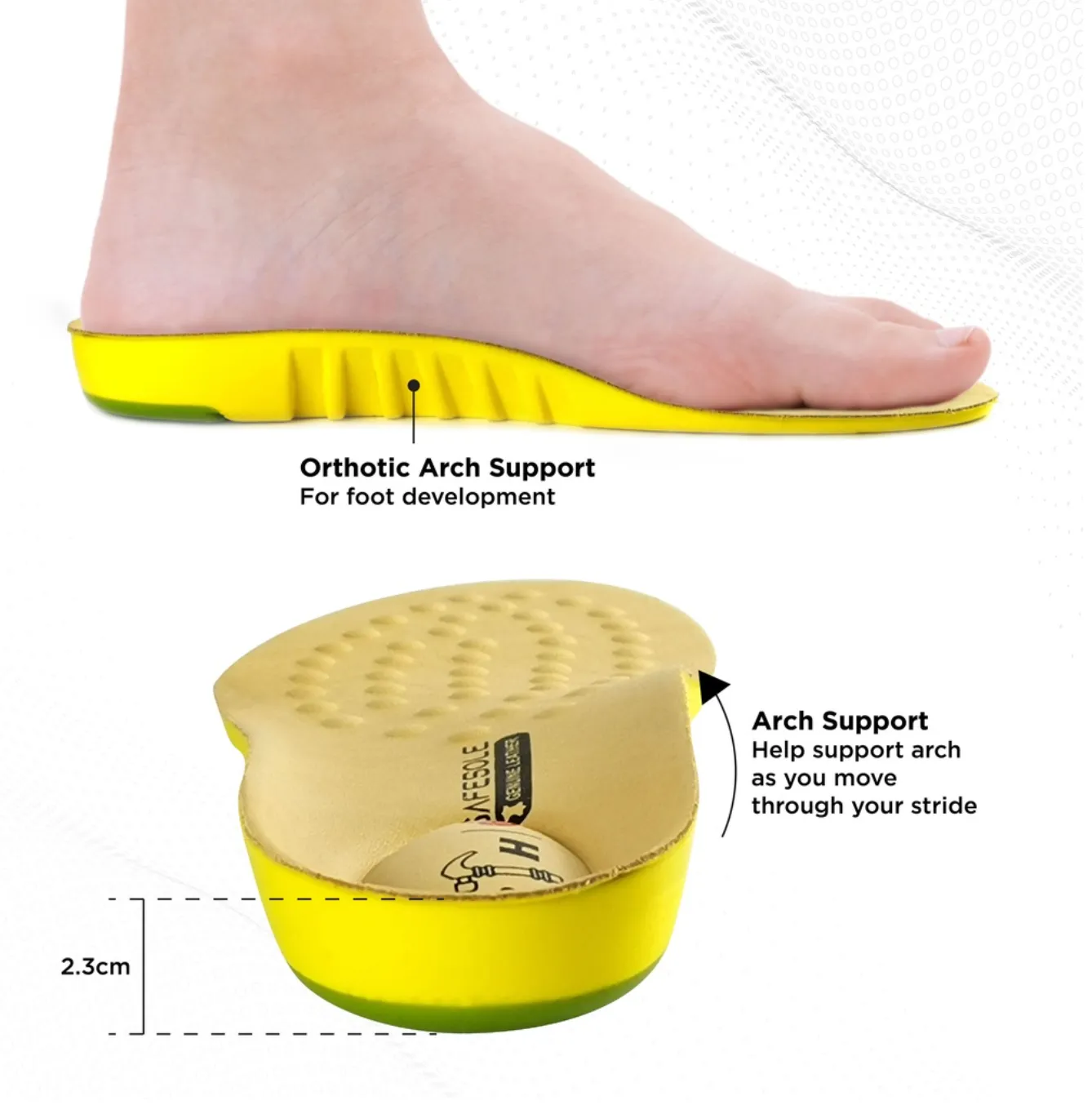Black Hammer Genuine Leather Lining Premium Insole - WF8639