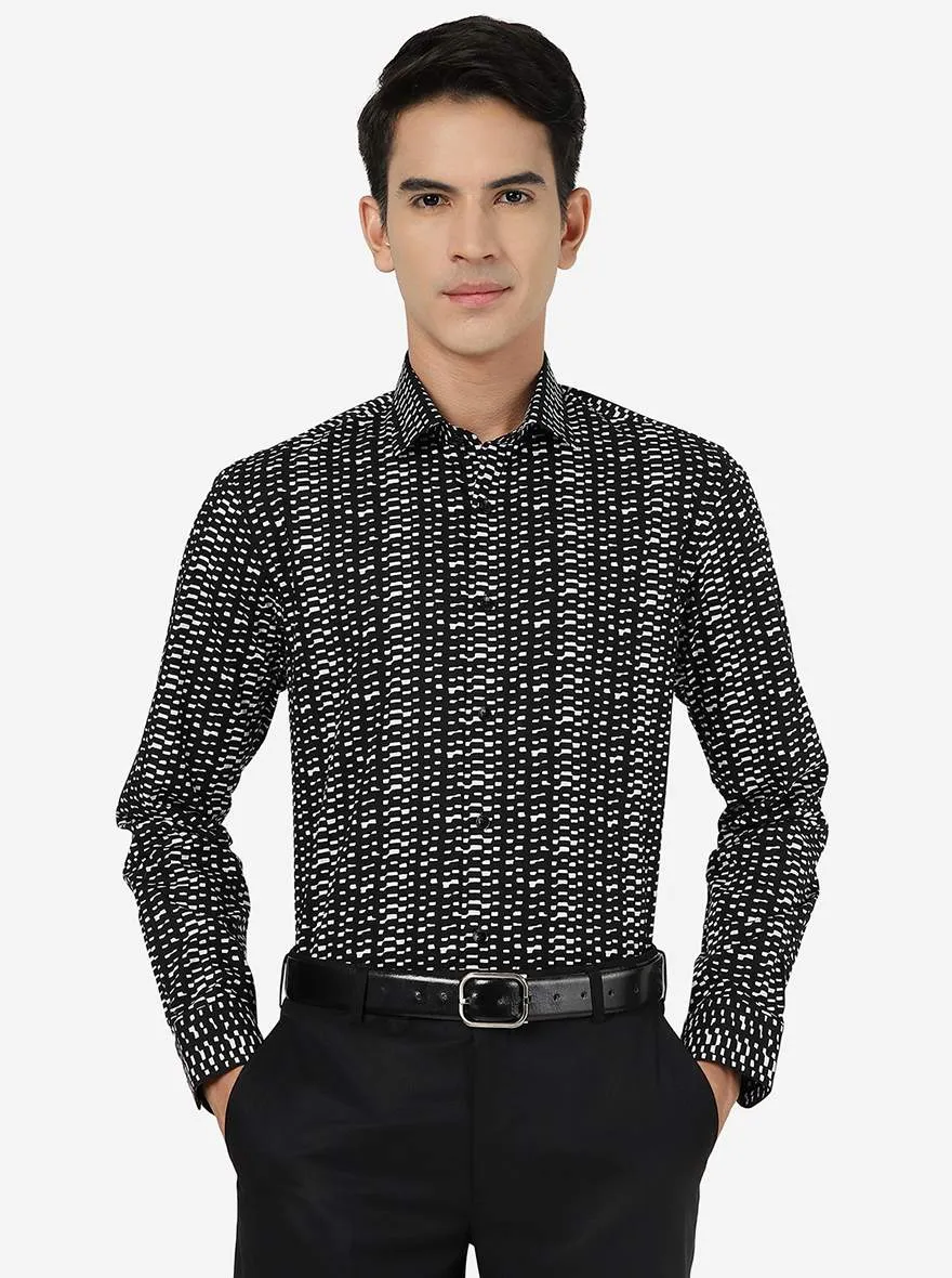 Black Printed Slim fit Party Wear Shirt | JB Studio