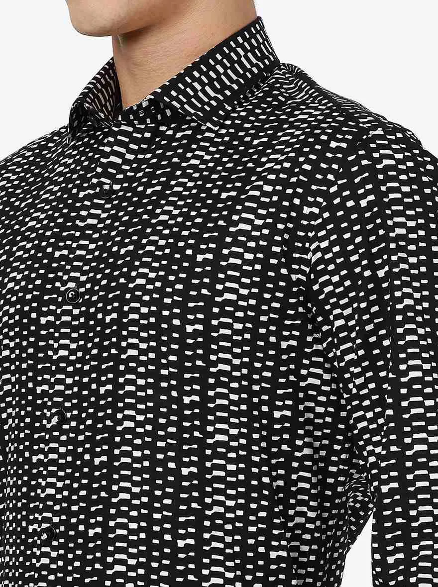 Black Printed Slim fit Party Wear Shirt | JB Studio