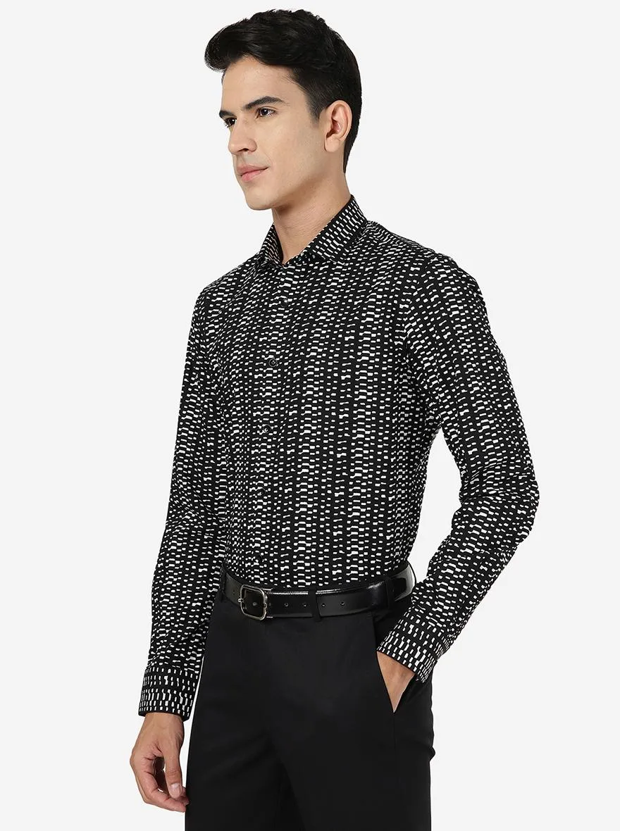 Black Printed Slim fit Party Wear Shirt | JB Studio