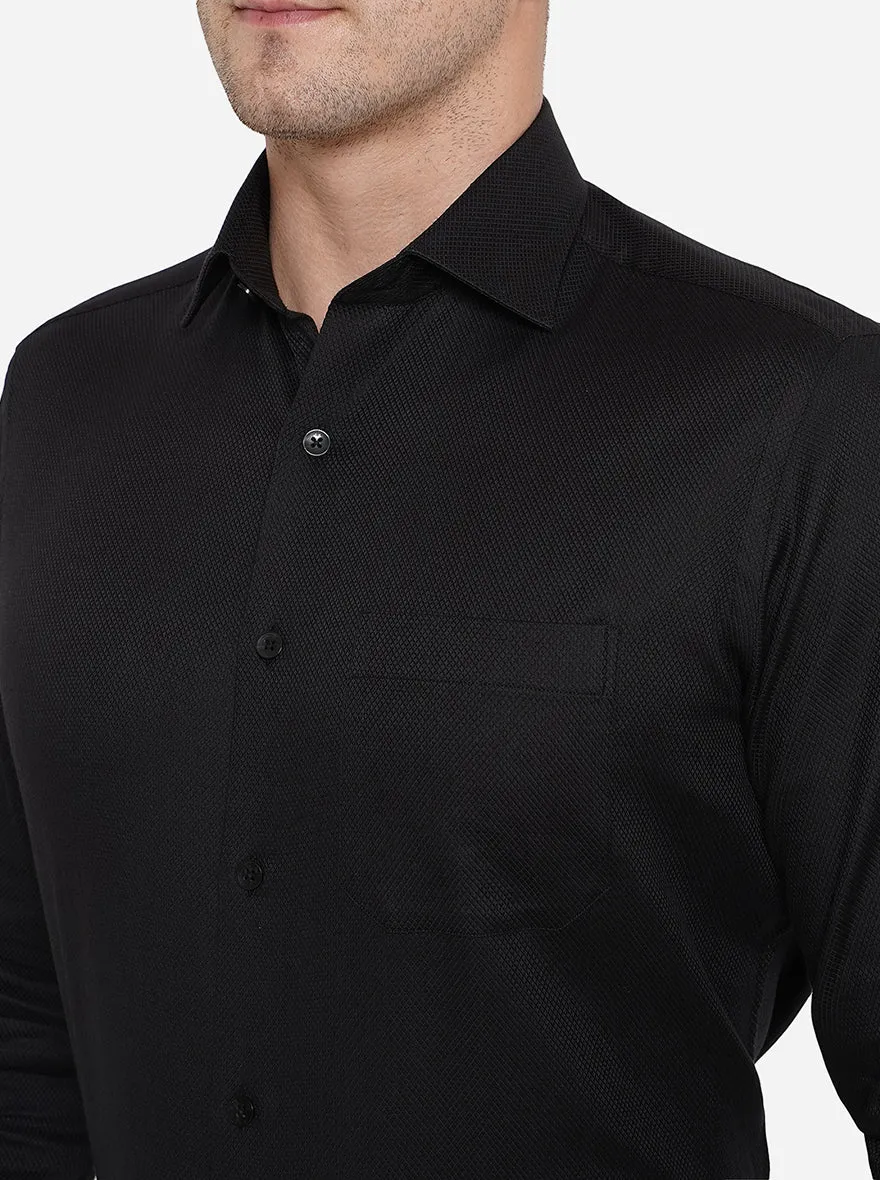 Black Solid Slim Fit Formal Shirt | Metal