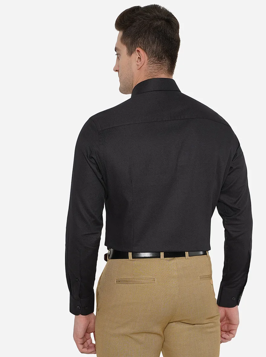 Black Solid Slim Fit Formal Shirt | Metal