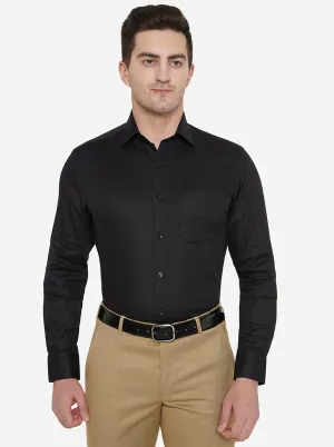Black Solid Slim Fit Formal Shirt | Metal