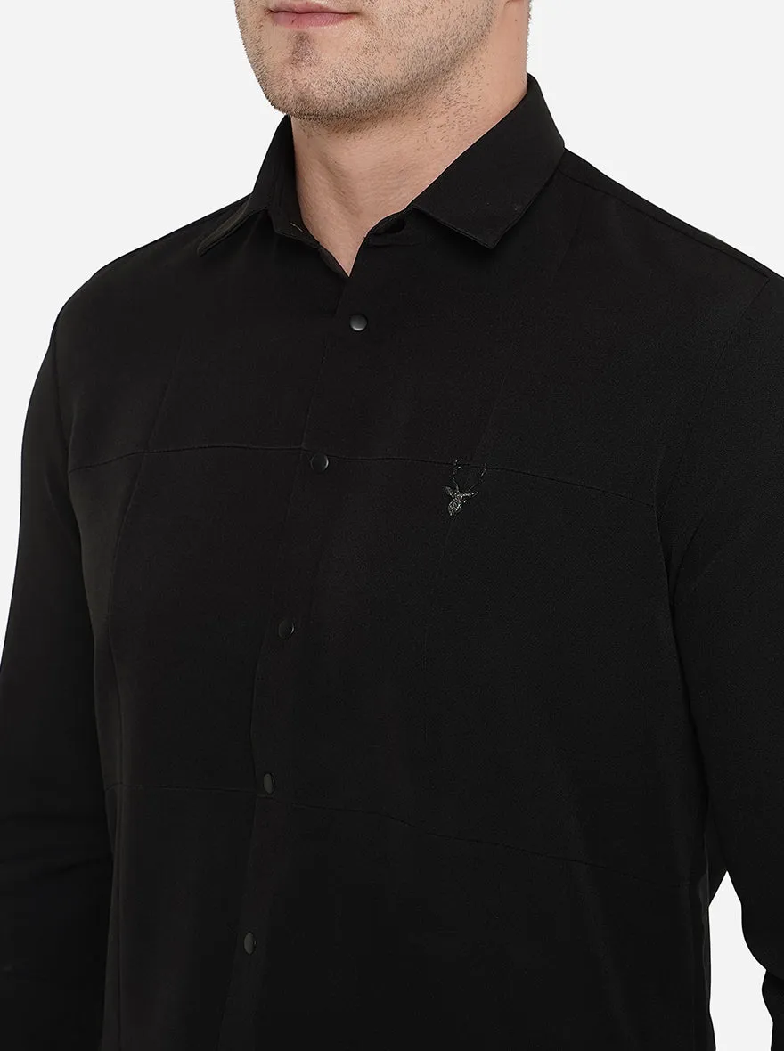 Black Solid Slim Fit Party Wear Shirt | JB Studio