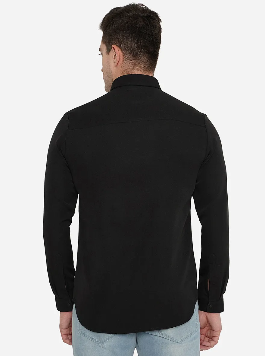 Black Solid Slim Fit Party Wear Shirt | JB Studio