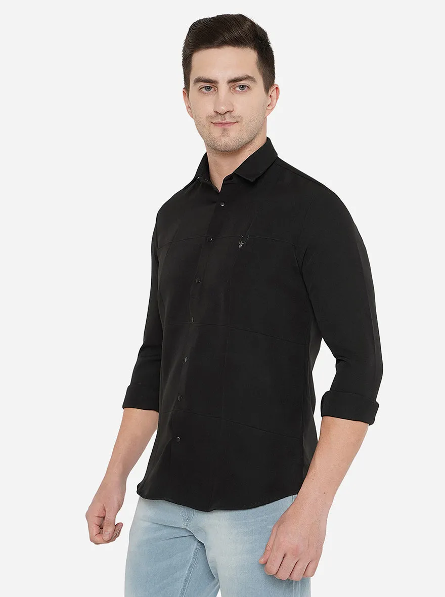 Black Solid Slim Fit Party Wear Shirt | JB Studio
