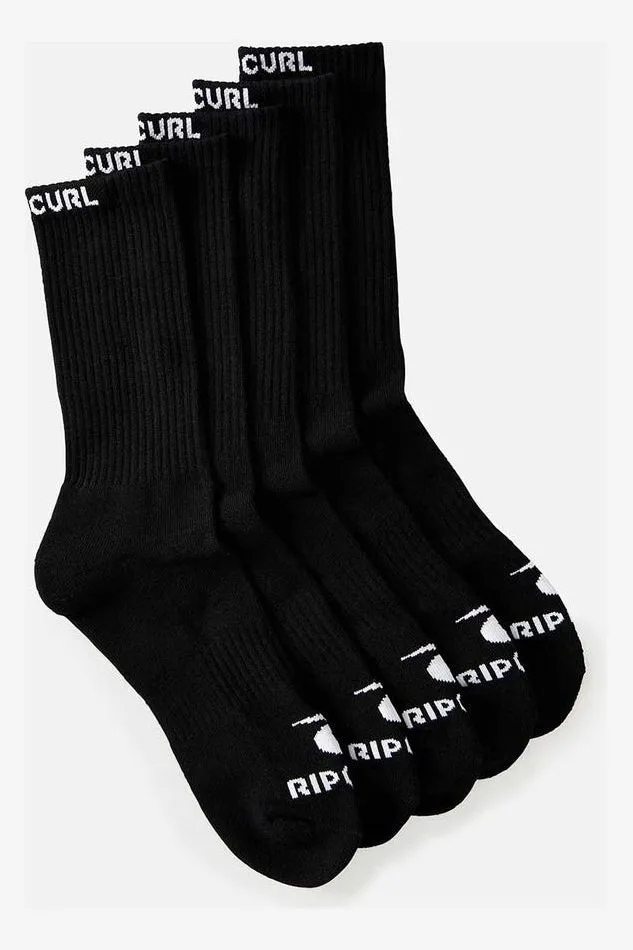 BRAND CREW SOCK 5-PK - BLACK