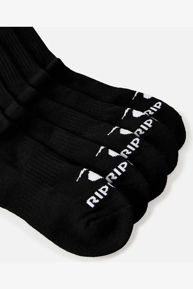 BRAND CREW SOCK 5-PK - BLACK
