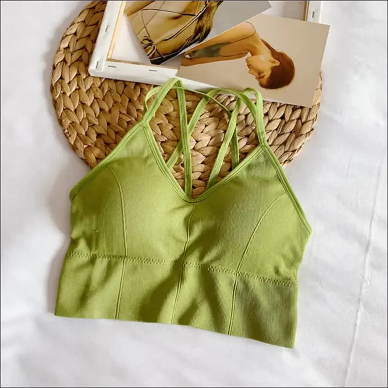 Breathable sports bra anti-sweat fitness top seamless yoga bra shockproof crop top women push up