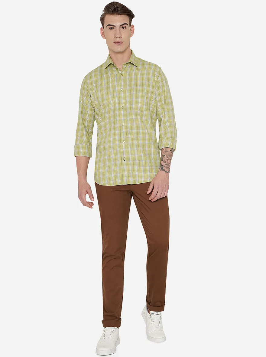 Brown Solid Uno Fit Casual Trouser | JadeBlue
