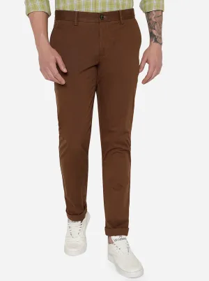 Brown Solid Uno Fit Casual Trouser | JadeBlue