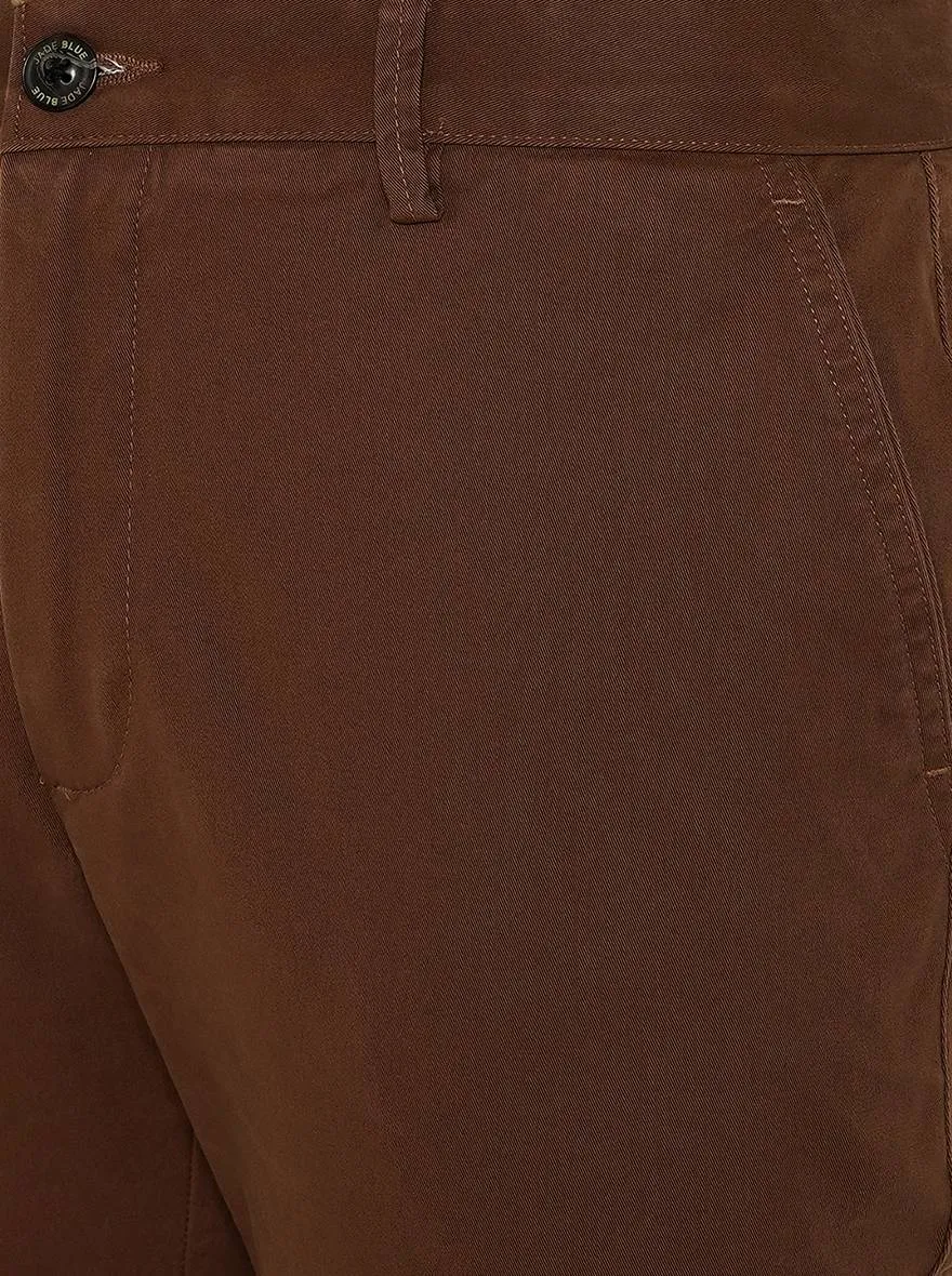 Brown Solid Uno Fit Casual Trouser | JadeBlue