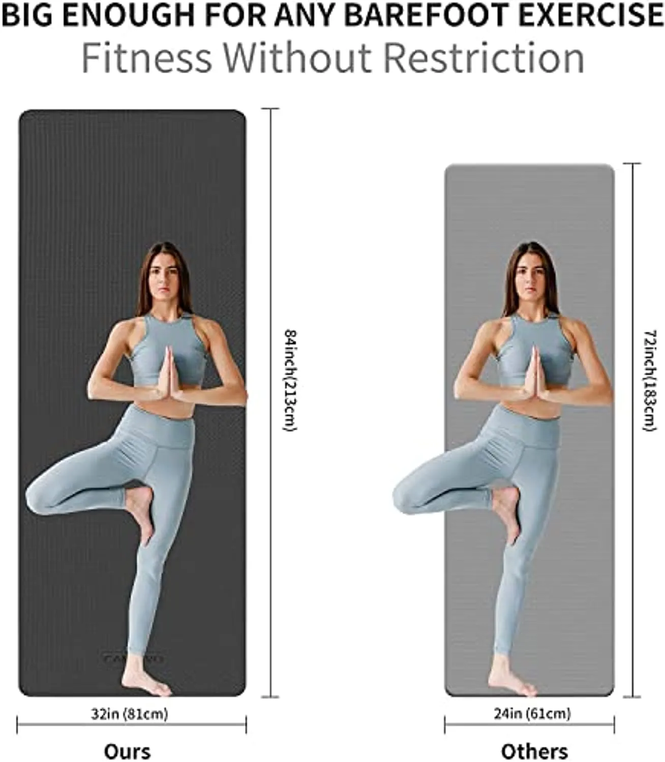 CAMBIVO Yoga Mat for Men and Women, Extra Long and Wide (84'' x 32'' x 1/4 inch) TPE Workout Mat, Large Exercise Fitness Mat for Yoga, Pilates, Workout, Non Slip
