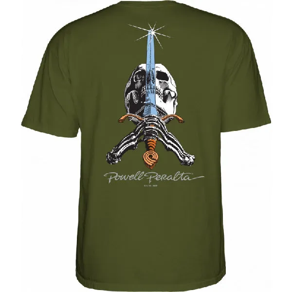 Camiseta Powell Skull and Sword Military Green