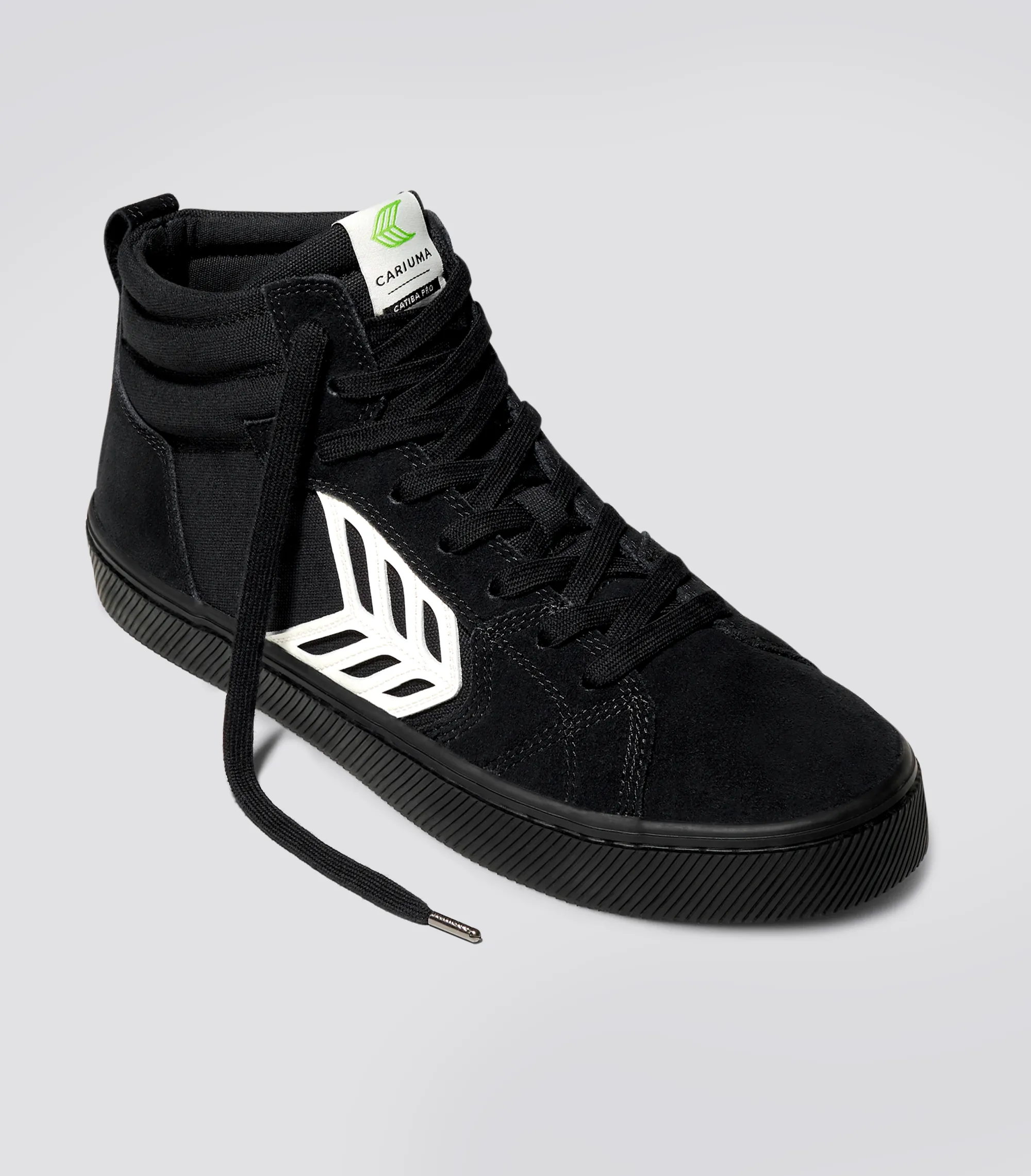 CATIBA PRO High All Black Suede and Canvas Ivory Logo Sneaker Men