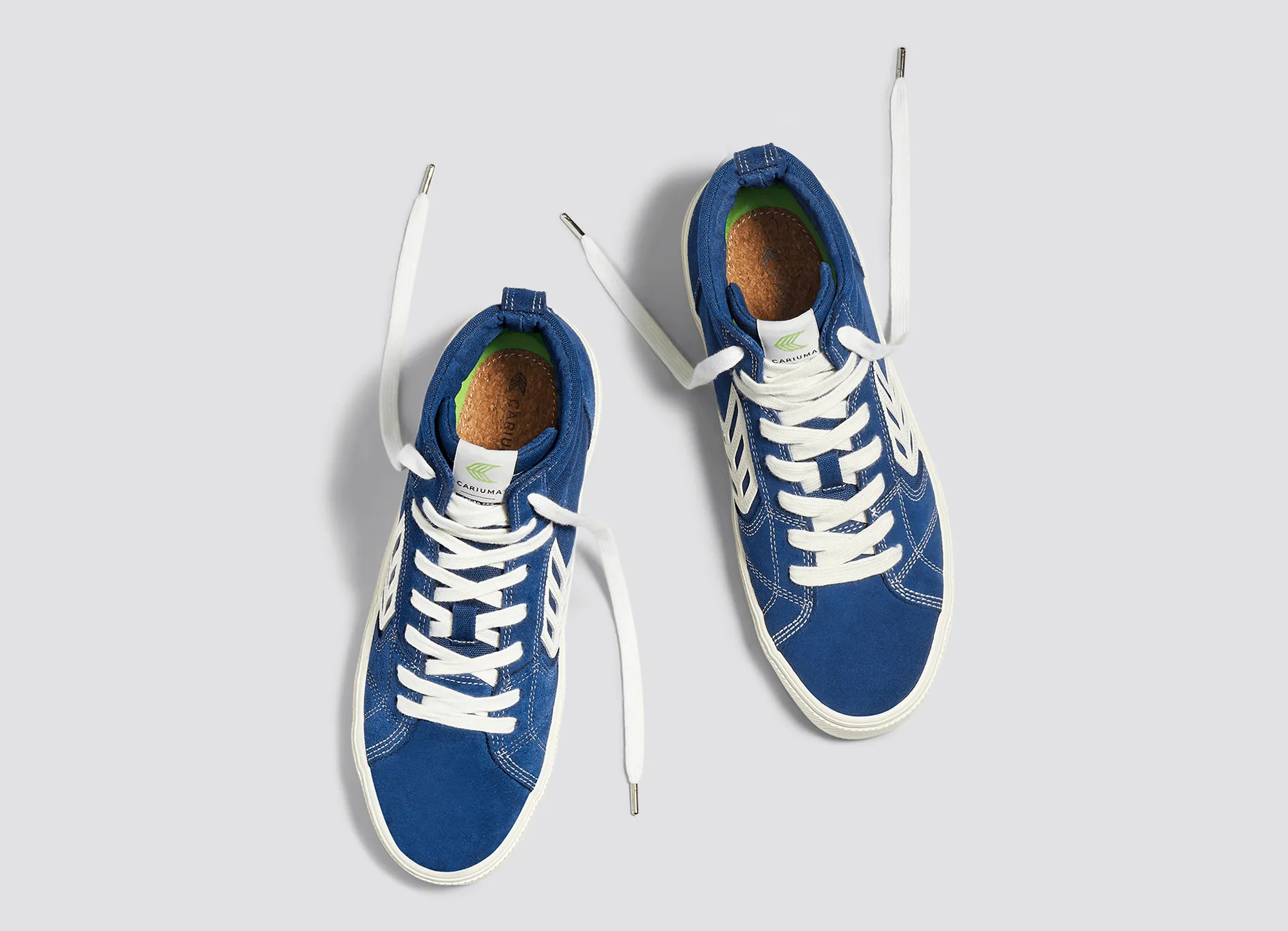 CATIBA PRO High Mystery Blue Suede and Canvas Contrast Thread Ivory Logo Sneaker Men