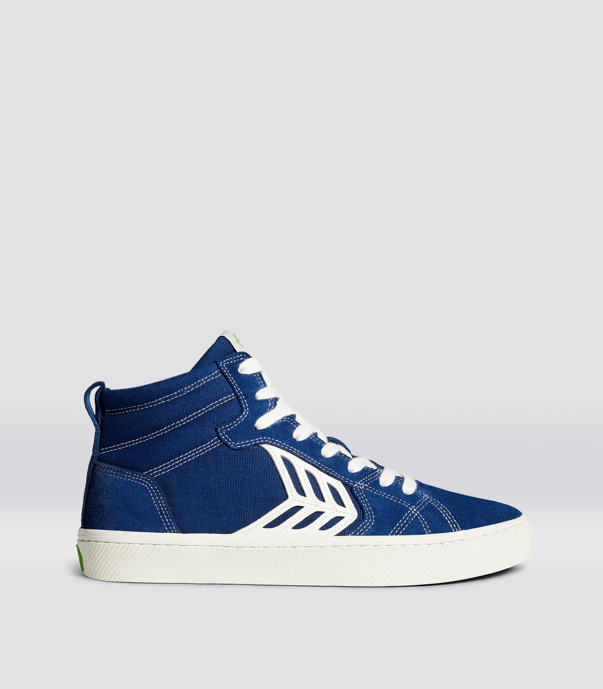 CATIBA PRO High Mystery Blue Suede and Canvas Contrast Thread Ivory Logo Sneaker Men