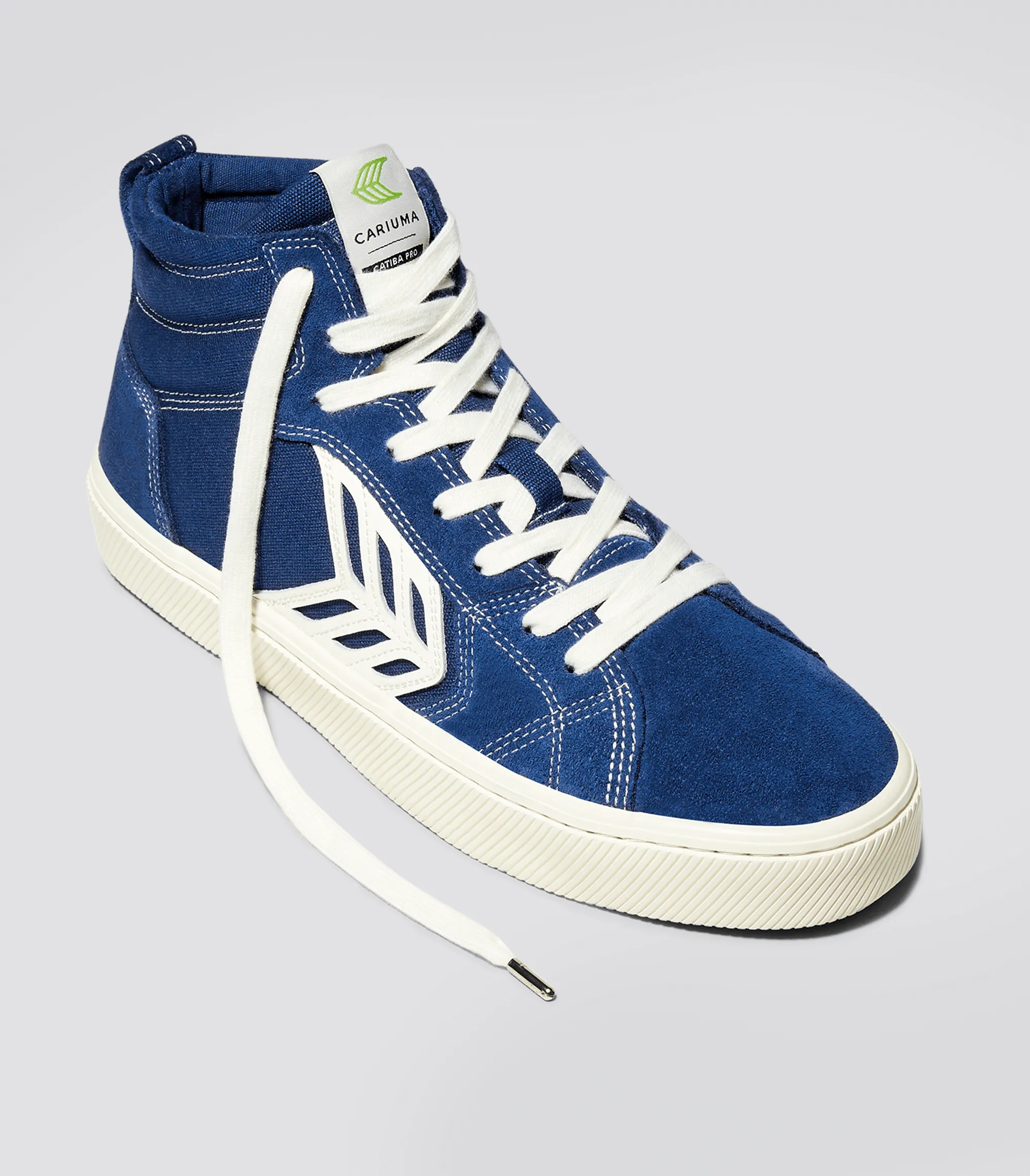 CATIBA PRO High Mystery Blue Suede and Canvas Contrast Thread Ivory Logo Sneaker Men