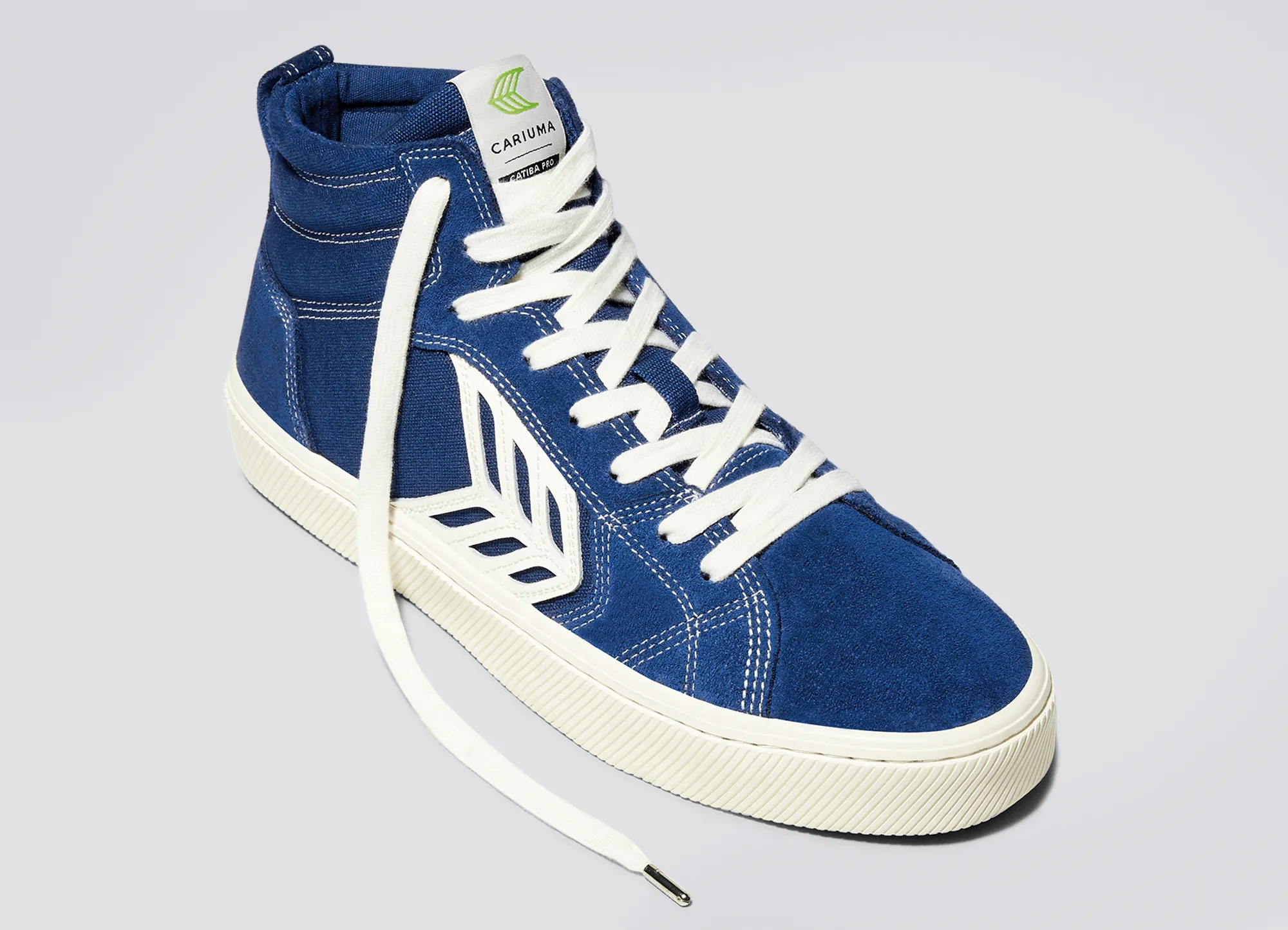 CATIBA PRO High Mystery Blue Suede and Canvas Contrast Thread Ivory Logo Sneaker Men