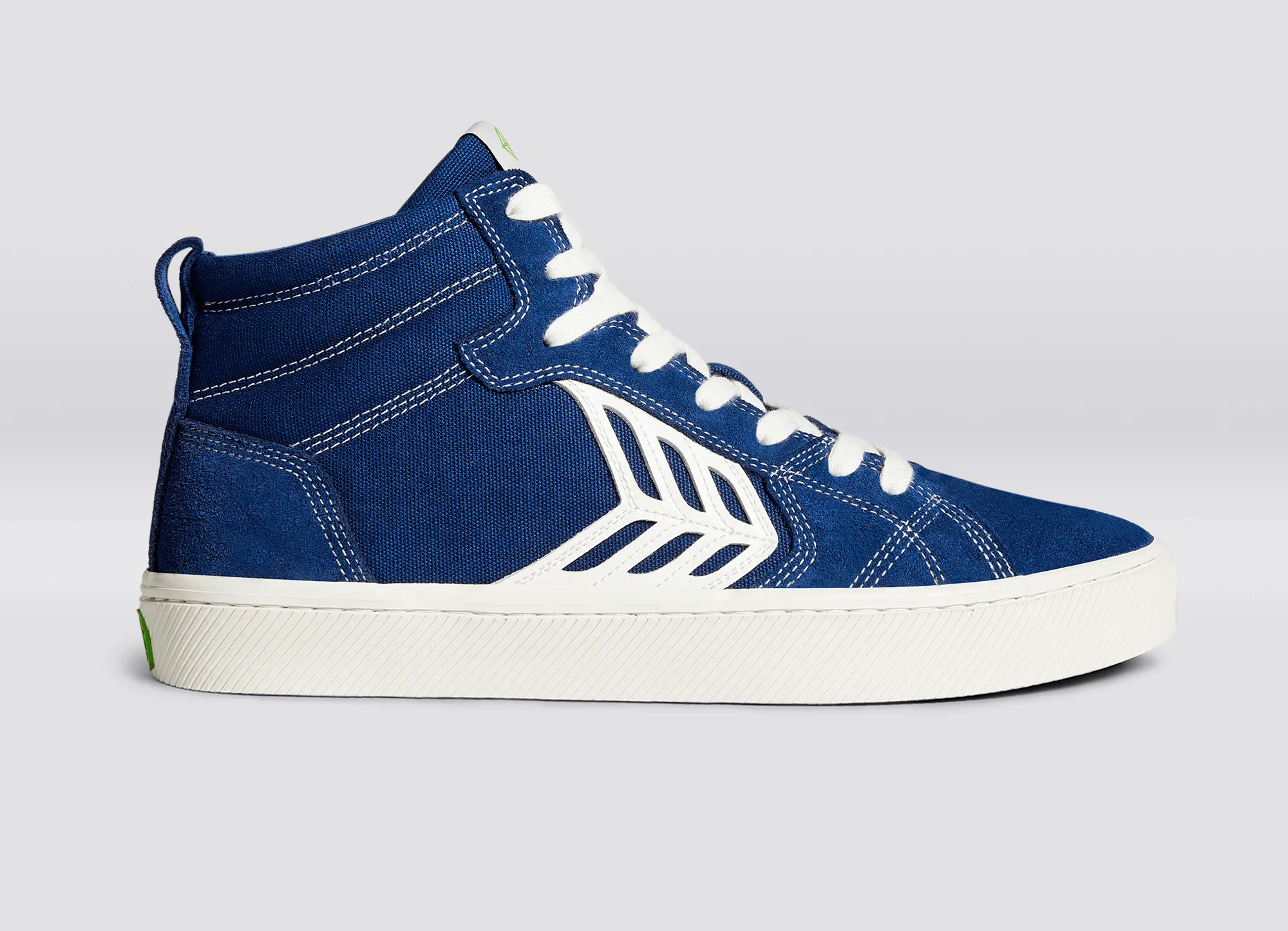 CATIBA PRO High Mystery Blue Suede and Canvas Contrast Thread Ivory Logo Sneaker Men