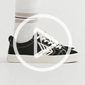 CATIBA PRO Low Black Suede and Canvas Contrast Thread Ivory Logo Sneaker Men