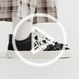CATIBA PRO Low Black Suede and Canvas Contrast Thread Ivory Logo Sneaker Women