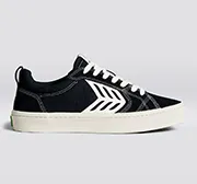 CATIBA PRO Low Black Suede and Canvas Contrast Thread Ivory Logo Sneaker Women