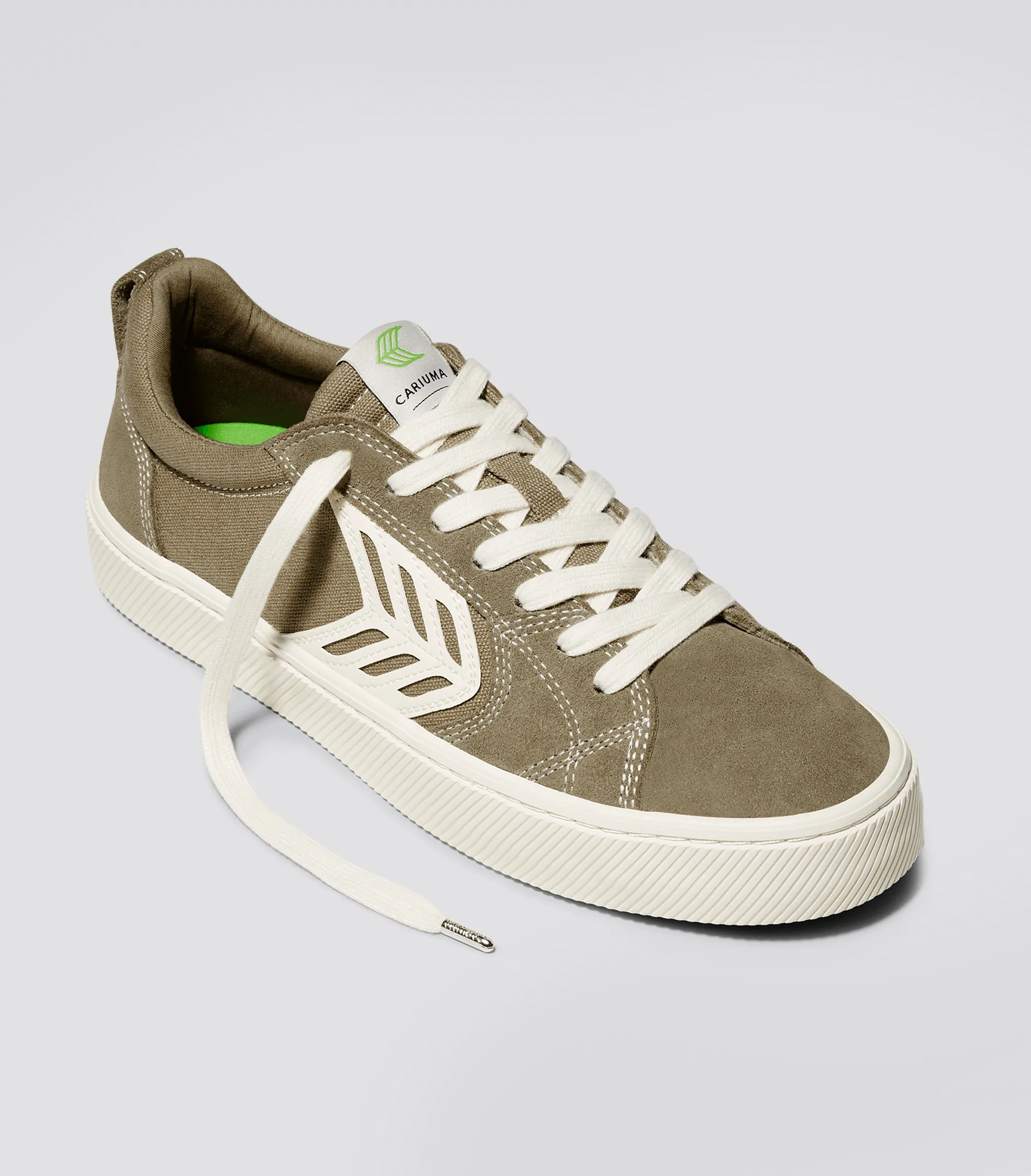 CATIBA PRO Low Burnt Sand Suede and Canvas Contrast Thread Ivory Logo Sneaker Women