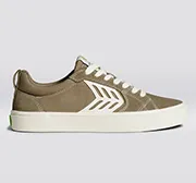 CATIBA PRO Low Burnt Sand Suede and Canvas Contrast Thread Ivory Logo Sneaker Women