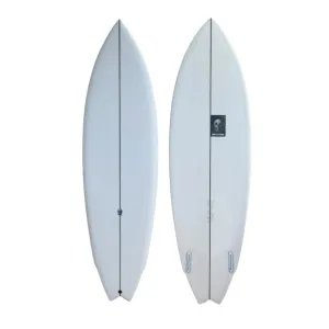 CHRISTENSON 6'0 LANE SPLITTER SWALLOW TAIL TWINFIN SURFBOARD CLEAR